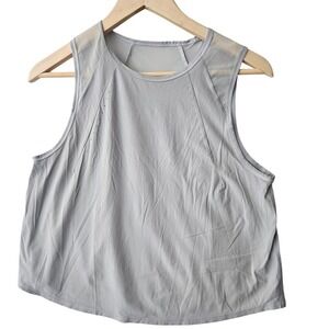 Lululemon Mesh Panel Pleated Back Athletic Tank Top Sleeveless Women's 4  Grey